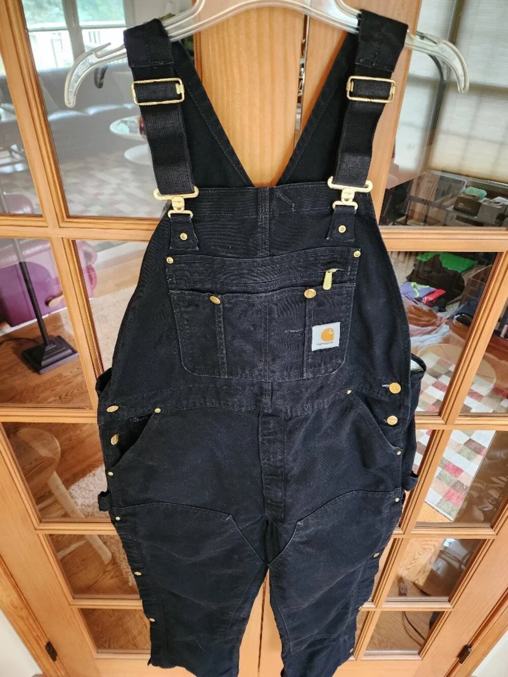 Carhartt R37 Black Duck Zipper Side Bib Overalls Size 38x30 - Picture 2 of 5